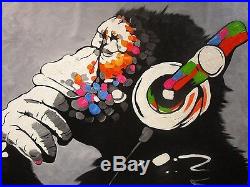 118 X 63 Large oil Painting Street Art Banksy Graffiti DJ MONKEY Ape Stencil