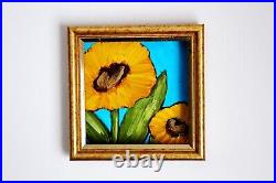 12 Sunflowers on canvas oil painting Ukrainian art Cottagecore Farmhouse decor