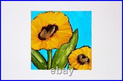 12 Sunflowers on canvas oil painting Ukrainian art Cottagecore Farmhouse decor