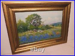 12x18 original oil painting by Santa Duran of Texas Bluebonnet Hill Country