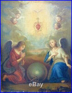17th Century Italian Old Master Religious Oil on Canvas Sacred Heart of Christ