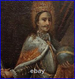 17th century portrait of a King with his sword -Icon Oil painting