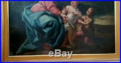 1850 Oil Painting, MADONNA, CHRIST, ST. JOHN, Bartolome Esteban Murillo Style, 35x31