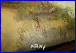 1870s 80s Original Oil on Canvas Landscape Painting With BEAUTIFUL Ornate Frame