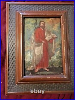 18th Century Mexican Oil Painting Of A Saint