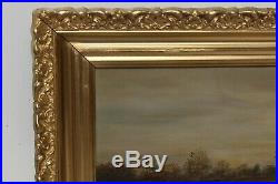 19 cent Original Antique Oil Painting On Canvas, Landscape, Framed, Unsigned