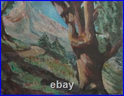 1962 Impressionist Mountain Landscape Oil Painting Signed