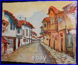 1972 Impressionist cityscape oil painting signed
