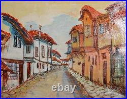 1972 Impressionist cityscape oil painting signed