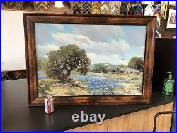 1973 W. A. Slaughter Original Oil Painting Texas Hill Country- Bluebonnets