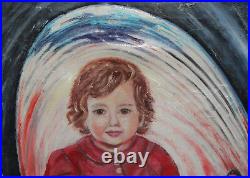 1982 Child Portrait Oil Painting Signed
