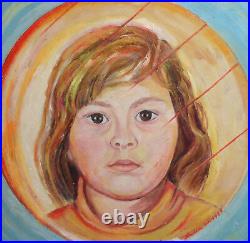 1985 Child Portrait Oil Painting Signed