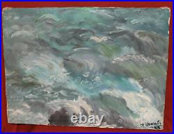 1985 Impressionist seascape oil painting signed