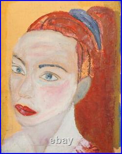 1986 Fauvist Woman Portrait Oil Painting Signed