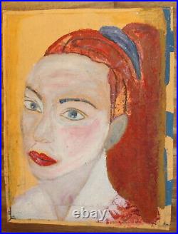 1986 Fauvist Woman Portrait Oil Painting Signed