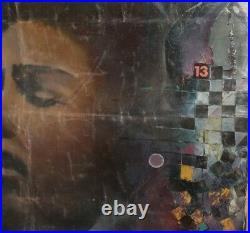 1988 Large Abstract Woman Portrait Oil Painting Signed