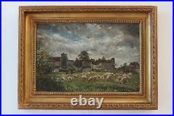 19C William Mark Fisher Impressionist Sunset Sheep Original Signed Oil Painting