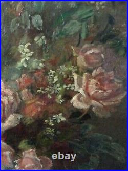 19th Century French Impressionist Oil Painting Bouquet Roses Henri Fantin Latour