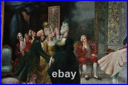 19th Century Palatial Antique Painting young Mozart and Marie Antoinette'