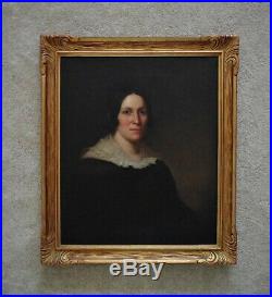 19th c. Portrait Painting Woman Lady Oil on Canvas American School Victorian