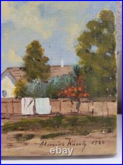 2 Oil Painting On Canvas Signed Alexovics Kuroly 1980 Old Country Village 10/8