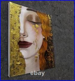 20x28 inches Rep. Gustav Klimt stretched Oil Painting Canvas Handmade Art W01D