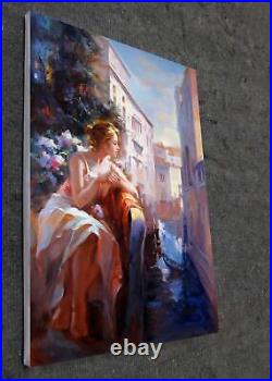 24x36 inches Beauty Waterside stretched Oil Painting Canvas Handmade Art Wa001