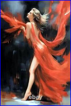 24x36 inches Dance stretched Oil Painting Canvas Handmade Art Wall Decor mode10D