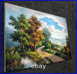 24x36 inches Lakeview stretched Oil Painting Canvas Handmade Art Wall Decor m004