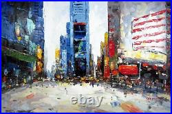 24x36 inches Time Square stretched Oil Painting Canvas Handmade Art Wall Deco009