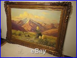24x36 original 1950 oil painting on canvas by Robert Wood of California Desert