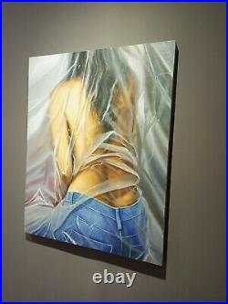 30x24 Original Oil Painting On Canvas Jammed Signed Wall Art For Living Room