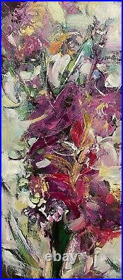 35.43x15.74 Abstract Canvas Flowers Bouquet Painting Colorful Oil Painting