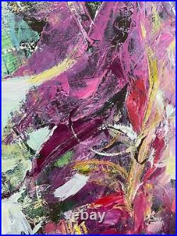 35.43x15.74 Abstract Canvas Flowers Bouquet Painting Colorful Oil Painting