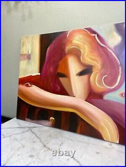374 Abstract Oil on Canvas Woman, Signed