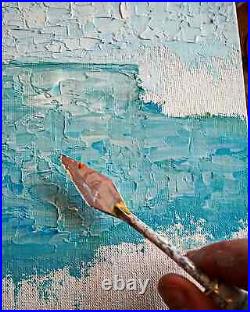3D Textured Original Oil Painting, Maldives Art 10 x 14 inches, Canvas Board