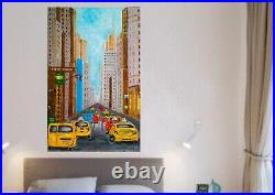 3D, VERY BEAUTIFUL! ORIGINAL Textured Painting New York 24x16 inches Canvas