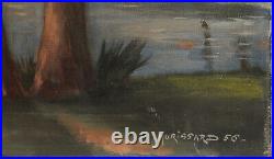 50s Realist French Oil Painting Landscape/seascape Signed