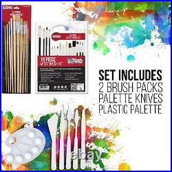 63pc Artist Oil Painting Set, Sketch Easel, 24 Paint Colors, Brushes, Art Canvas