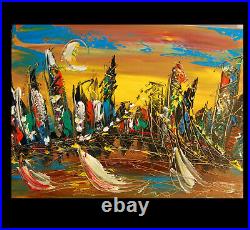 ABSTRACT BY MARK KAZAV LANDSCAPE TEXTURED Painting OIL SIGNED CANVAS CITY