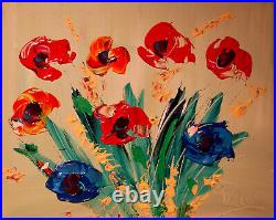 ABSTRACT FLOWERS Original Oil Painting on canvas IMPRESSIONIST KAZAV TH44