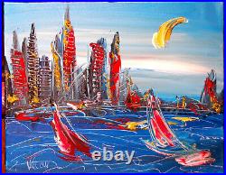 ABSTRACT landscape PAINTING IMPRESSIONIST CANVAS ORIGINAL OIL CANVAS