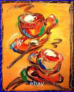 AMERICAN COFFEE ABSTRACT FINE Pop Art Painting Original Oil Canvas Gallery