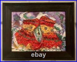 Abstract 3D, Contemporary, 12x10, Original Oil Painting, Framed, Red
