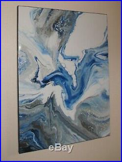 Abstract RESIN Painting Modern Canvas Wall Art, Large, Framed, Signed, ELOISExxx