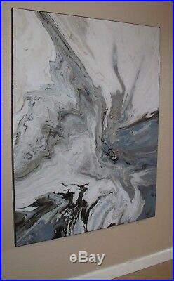Abstract Resin Painting Modern Canvas Wall Art Large, Signed, Framed, ELOISExxx