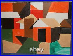Abstract cubist oil painting landscape cityscape