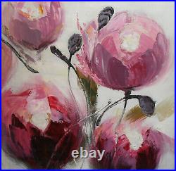 Abstract modernist floral oil painting flowers