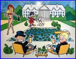 Alec Monopoly Oil Painting on Canvas, Monops&Richie Drinks at the Pool 60X48inch