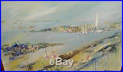 Alfred Birdsey Bermuda Sail Boats Scene Original Oil On Canvas Painting